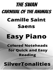 The Swan: For easy piano with colored notation by Camille Saint-Saëns