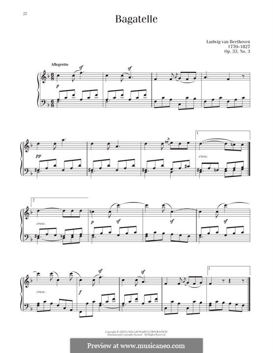 Bagatelles, Op.33: Bagatelle No.3 by Ludwig van Beethoven