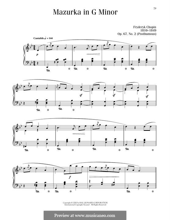 Mazurkas, Op. posth.67: No.2 in G Minor by Frédéric Chopin