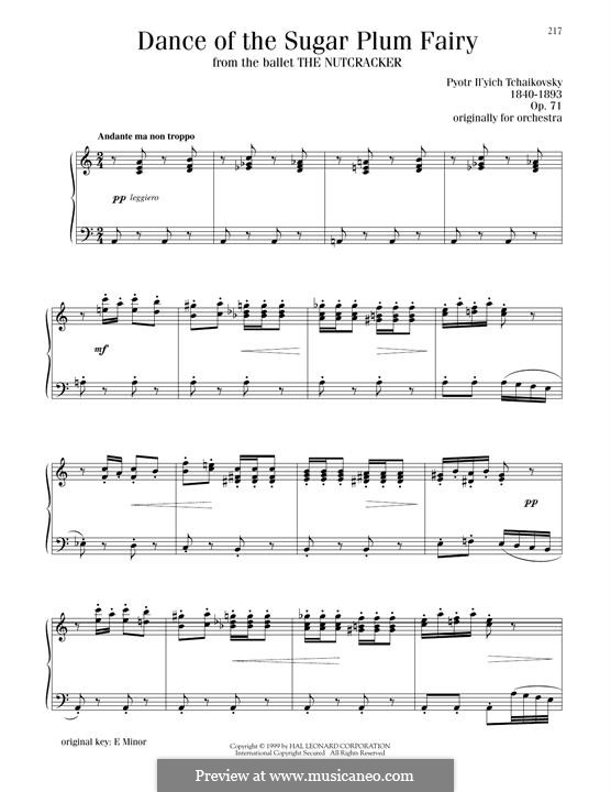 No.3 Dance of the Sugar-Plum Fairy, for Piano: For a single performer by Pyotr Tchaikovsky