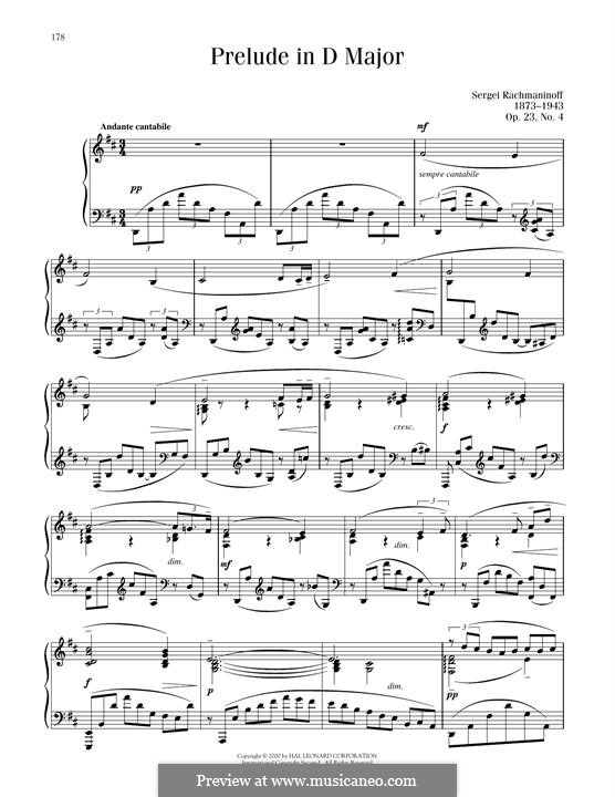Prelude No.4 in D Major: For piano by Sergei Rachmaninoff