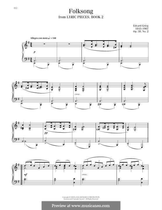 Lyric Pieces, Op.38: No.2 Popular Melody by Edvard Grieg