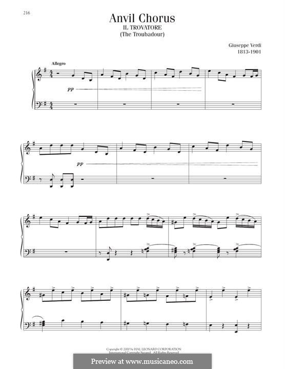 Anvil Chorus: For piano by Giuseppe Verdi