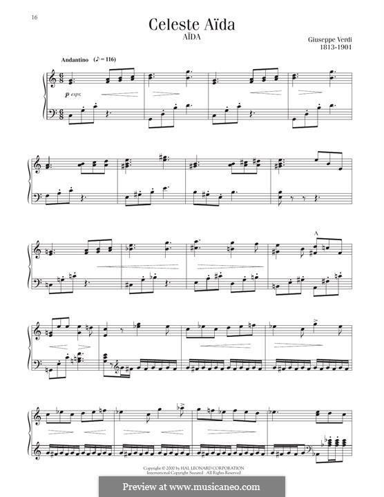 Celeste Aida: For piano by Giuseppe Verdi