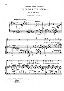 Six Romances, TH 101 Op.38: No.4 O, if Only You Could by Pyotr Tchaikovsky