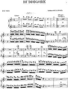Ruddigore, or The Witch's Curse: Flutes parts by Arthur Seymour Sullivan