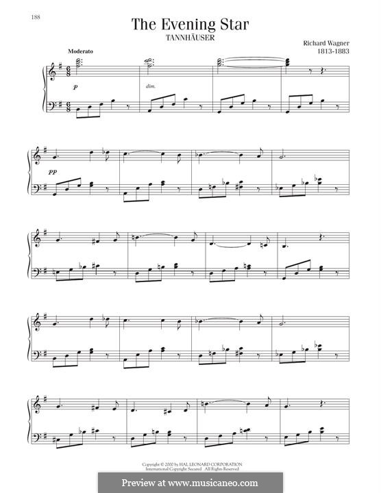 O Star of Eve: For piano by Richard Wagner