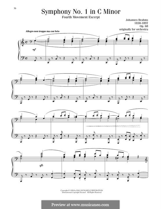 Movement IV: Excerpt. Version for piano by Johannes Brahms
