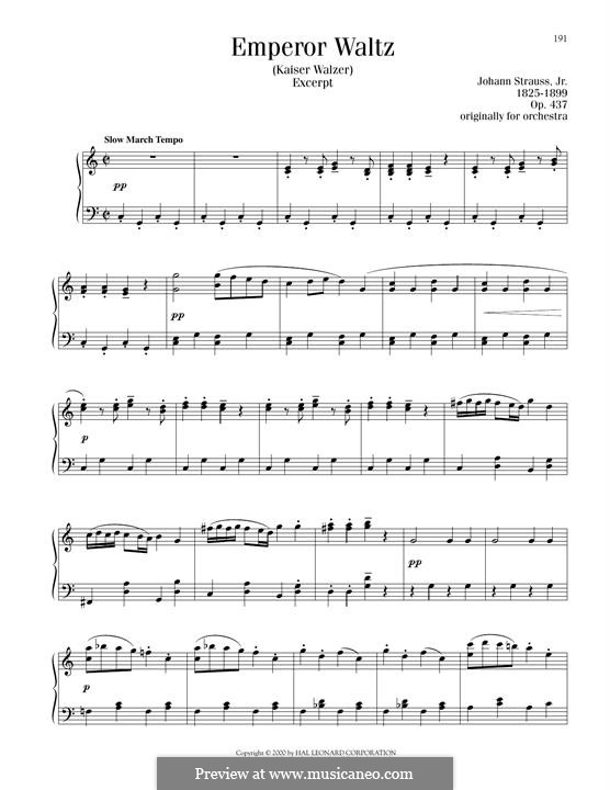 Emperor Waltz, Op.437: For piano by Johann Strauss (Sohn)