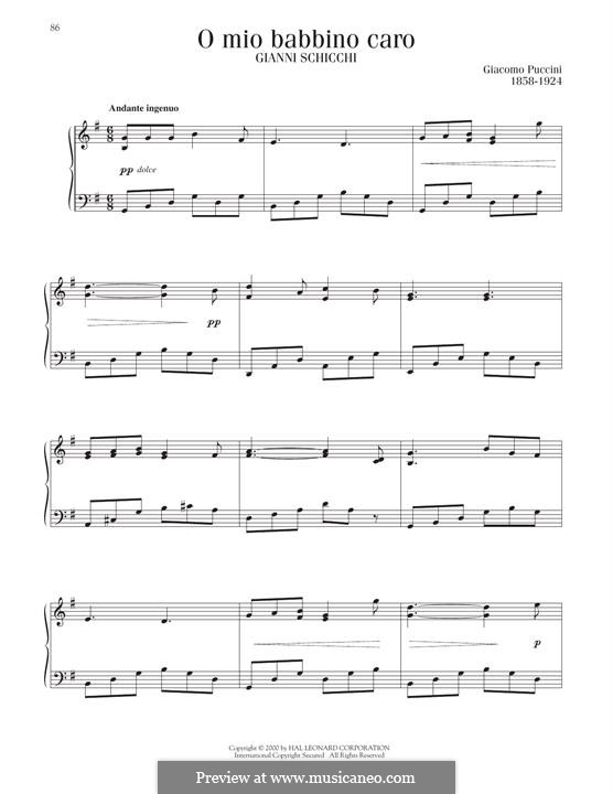 O mio babbino caro: For piano by Giacomo Puccini