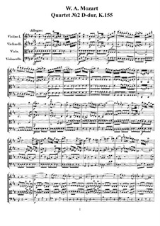 String Quartet No.2 in D Major, K.155: Full score, parts by Wolfgang Amadeus Mozart