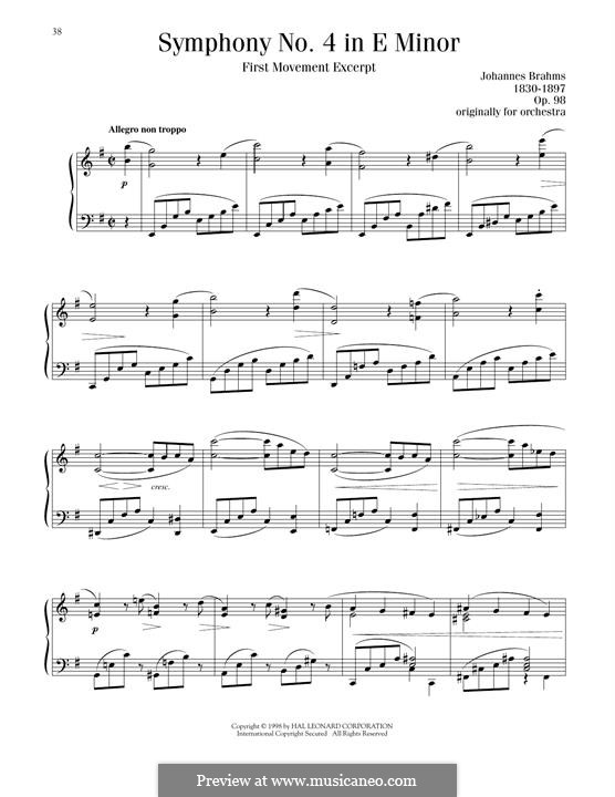 Movement I: Excerpt, for piano by Johannes Brahms