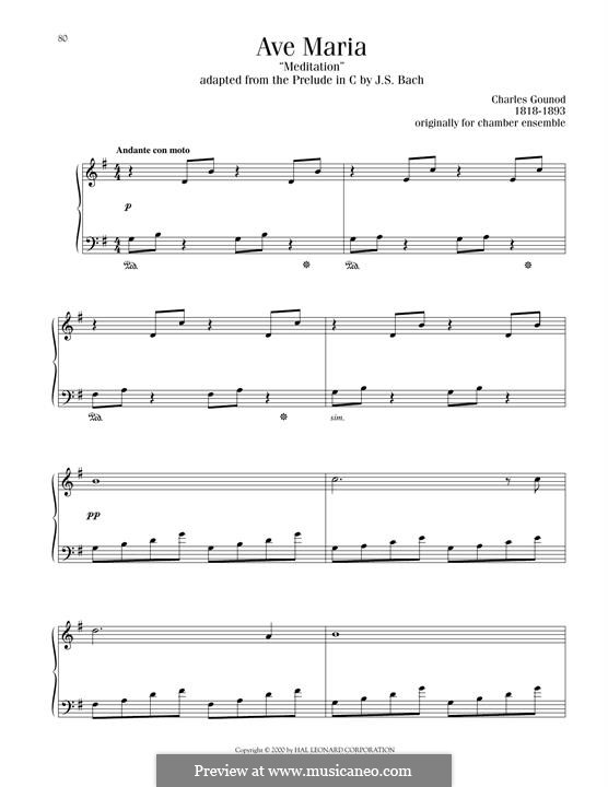 Ave Maria (Printable Sheet Music): For piano by Johann Sebastian Bach, Charles Gounod