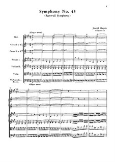 Symphony No.45 in F Sharp Minor 'Farewell', Hob.I/45: Full score by Joseph Haydn