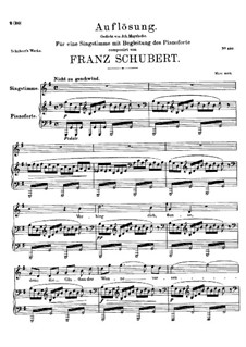 Auflösung (Dissolution), D.807: For voice and piano by Franz Schubert