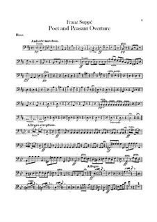 Overture to 'Poet and Peasant': Double bass part by Franz von Suppé