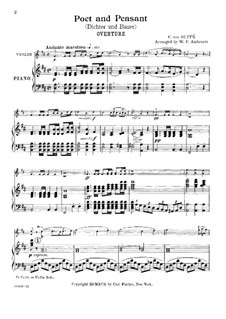 Overture to 'Poet and Peasant': For violin and piano by Franz von Suppé