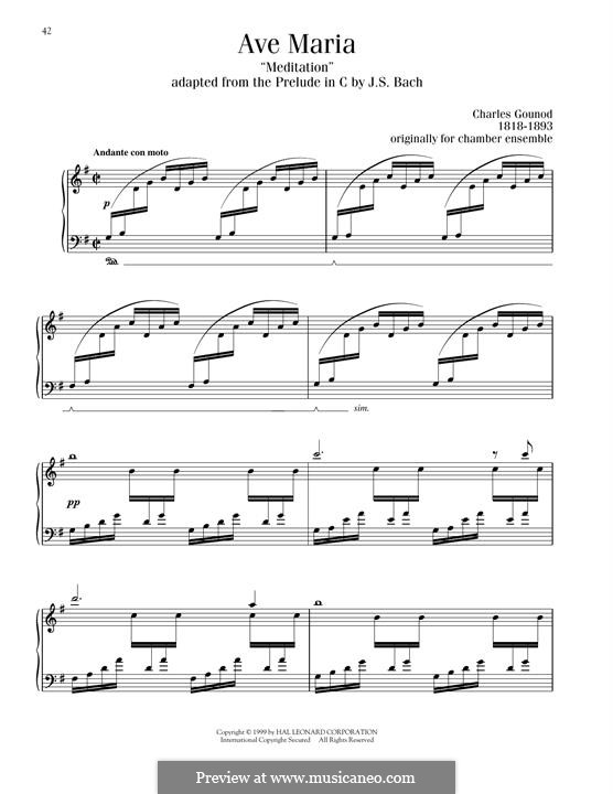 Ave Maria (Printable Sheet Music): For piano by Johann Sebastian Bach, Charles Gounod