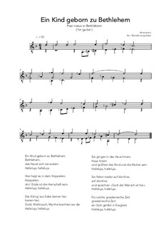 Ein Kind Geborn zu Bethlehem: For guitar by Unknown (works before 1850)