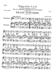 Song of Hippolytus, D.890: For voice and piano by Franz Schubert