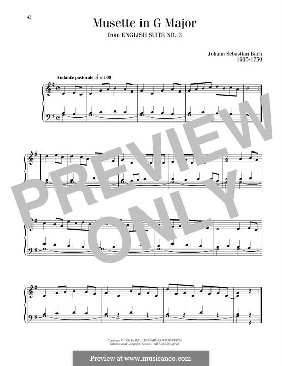 Suite No.3 in G Minor, BWV 808: Musette in G Major by Johann Sebastian Bach