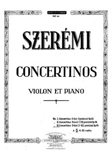 Concertino for Violin and Piano No.3 in D Major, Op.65: Score by Gustave Szerémi