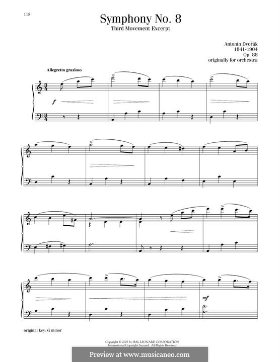 Movement III: Excerpt, for piano by Antonín Dvořák