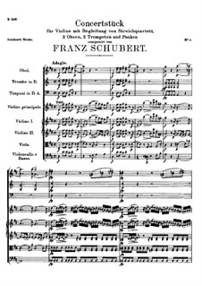 Concert Piece for Violin and Orchestra in D Major, D.345: Full score by Franz Schubert