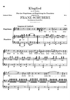 Klaglied (Lament), D.23 Op.131 No.3: For voice and piano by Franz Schubert