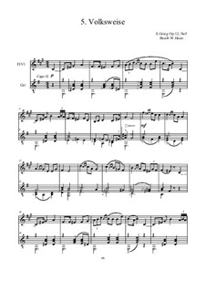 Lyric Pieces, Op.12: No.5 Popular Melody, for flute (violin) and guitar by Edvard Grieg