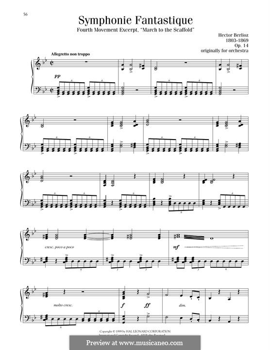 Symphonie fantastique (Fantastic Symphony), H.48 Op.14: March to the Scaffold, for piano by Hector Berlioz