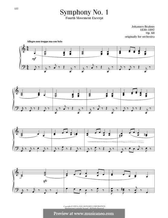 Movement IV: Excerpt. Version for piano by Johannes Brahms
