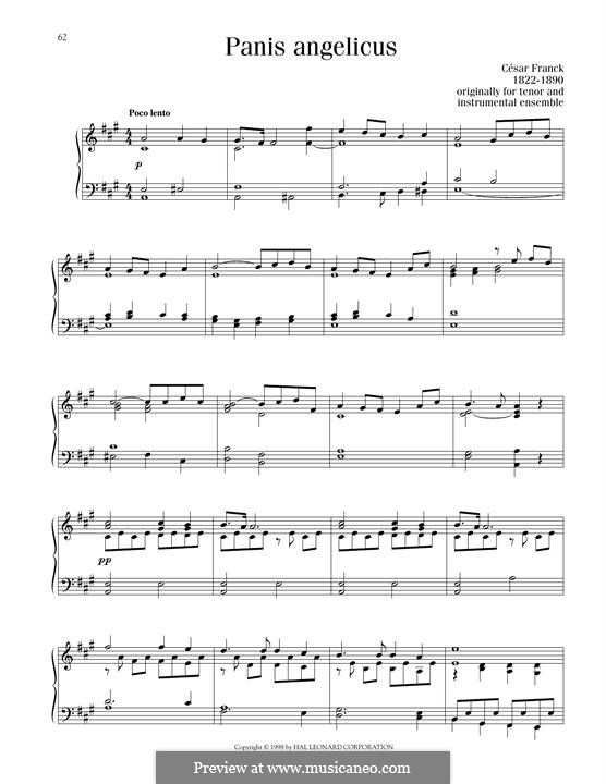 Panis Angelicus (O Lord Most Holy), Printable Scores: For piano by César Franck