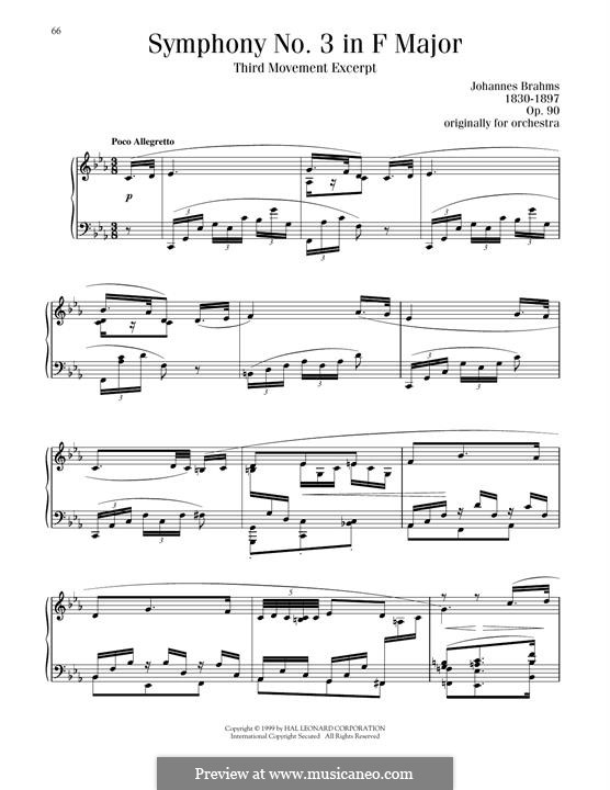 Movement III: Excerpt, for piano by Johannes Brahms