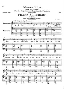 Meeres Stille (Calm at Sea), D.216 Op.3 No.2: For voice and piano by Franz Schubert