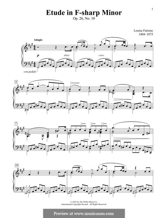 Trente études dans tous les tons majeurs et mineurs (Etudes in All Major and Minor Keys), Op.26: No.10 Etude in F-Sharp Minor by Louise Farrenc