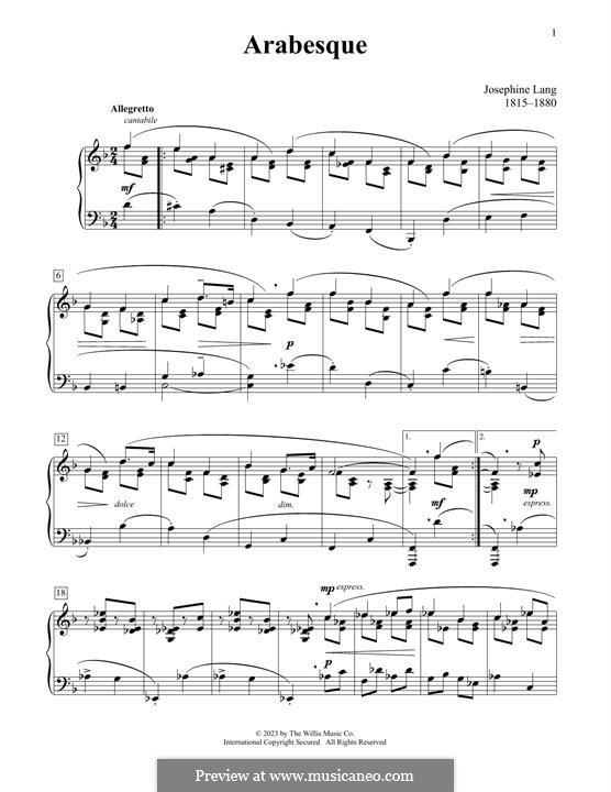 Arabesque: For piano by Josephine Lang
