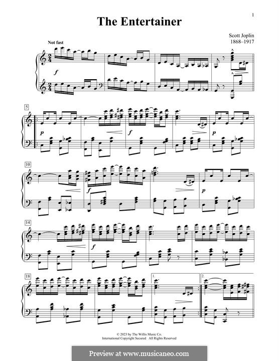 The Entertainer, for Piano: For a single performer by Scott Joplin