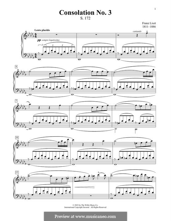 Consolations, S.172: No.3 in D Flat Major by Franz Liszt