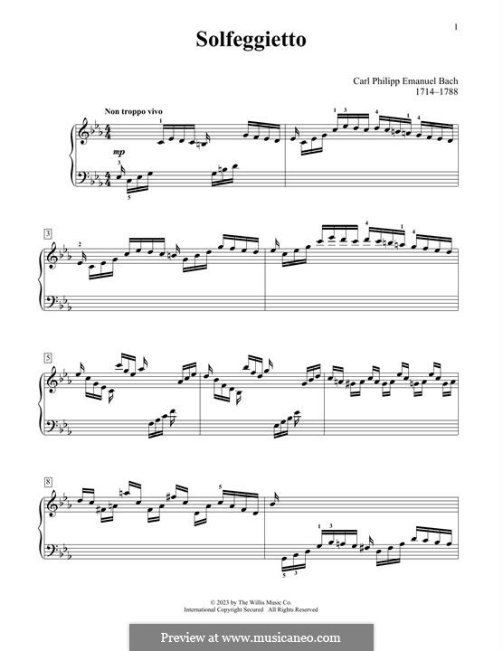 Solfeggietto, H 220 Wq 117:2: For piano by Carl Philipp Emanuel Bach
