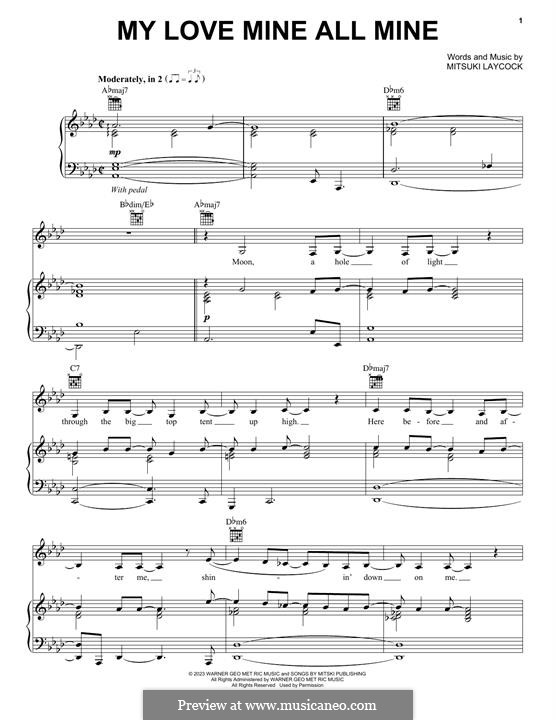 My Love Mine All Mine (Mitski) by M. Laycock - sheet music on MusicaNeo