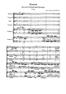 Concerto for Two Harpsichords and Strings No.2 in C Major, BWV 1061: Full score by Johann Sebastian Bach