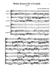 Concerto for Two Harpsichords and Strings No.3 in C Minor, BWV 1062: Full score by Johann Sebastian Bach