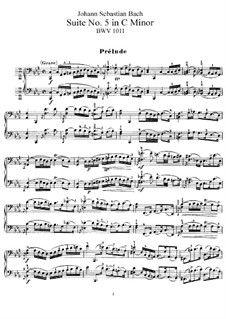 Suite for Cello No.5 in C Minor, BWV 1011: For a single performer by Johann Sebastian Bach