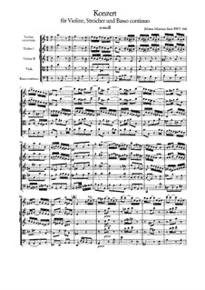 Concerto for Violin, Strings and Basso Continuo No.1 in A Minor, BWV 1041: Full score by Johann Sebastian Bach