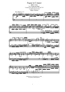 Prelude and Fugue No.1 in C Major, BWV 531: Fugue by Johann Sebastian Bach