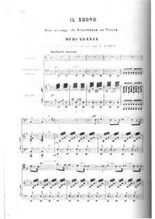 Il Sogno, for Voice, Cello and Piano: Il Sogno, for Voice, Cello and Piano by Saverio Mercadante