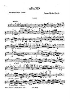 Adagio for Violin and Piano, Op.51: Solo part by Gustav Adolf Merkel