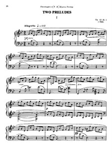 Two Preludes and Mazurka for Piano, Op.42: Preludes No.1-2 by Anatoly Lyadov