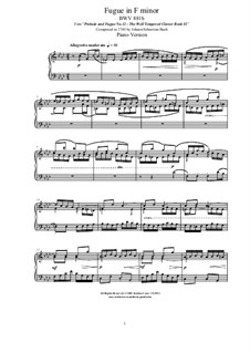 Prelude and Fugue No.12 in F Minor, BWV 881: Fugue by Johann Sebastian Bach